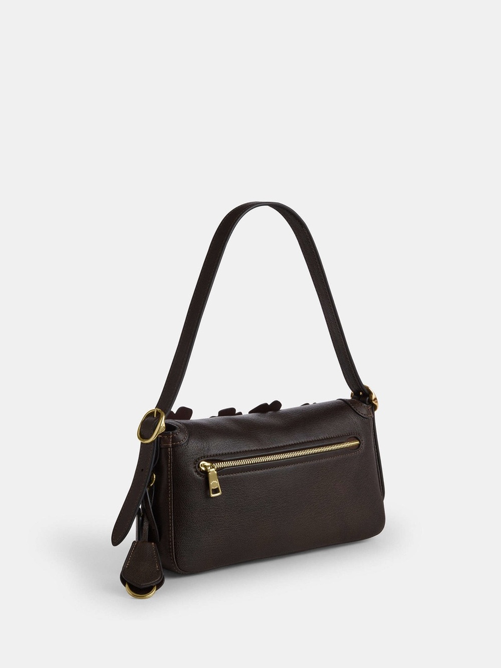 NWT Coach Etta Small Flap Shoulder Bag Floral Applique Maple Brown Crossbody - Picture 6 of 11
